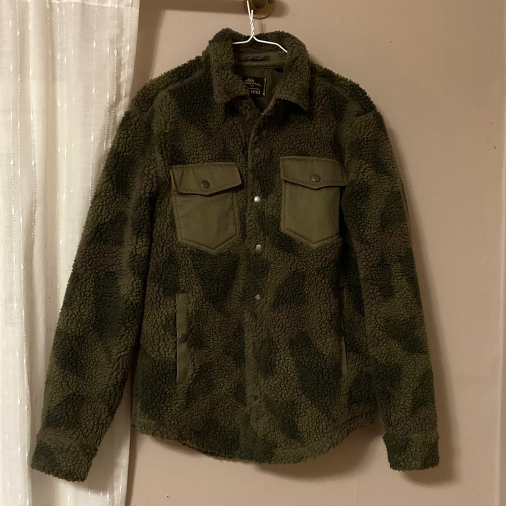L.L. Bean Green Sherpa Shirt Jacket